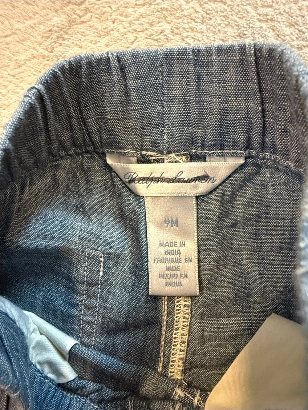 Ralph Lauren Chambray Baby Shorts in Blue